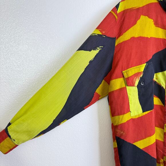 Betty Jackson England Shirt Womens 10 Long Sleeve Button Up Abstract Artsy Wool - Picture 5 of 11
